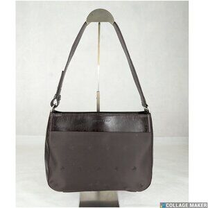 Authentic Burberry Brown Leather Nylon Shoulder Bag
